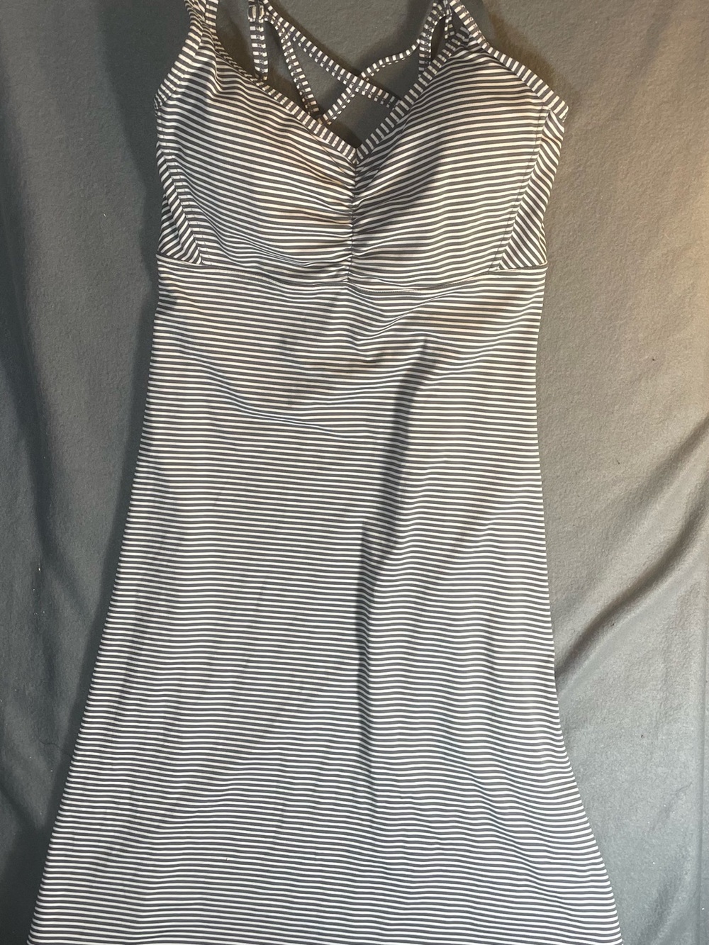 Prana Black & White Striped Sleeveless Mini Dress